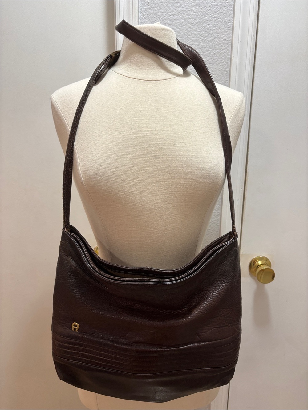 Etienne Aigner Dark Brown Leather Shoulder Bag